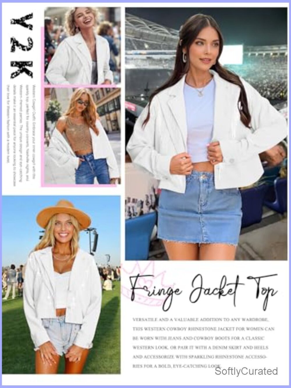 Western Fringe Jacket Cowgirl Cropped Tassel Shacket Concert Outfit - Picture 2 of 6